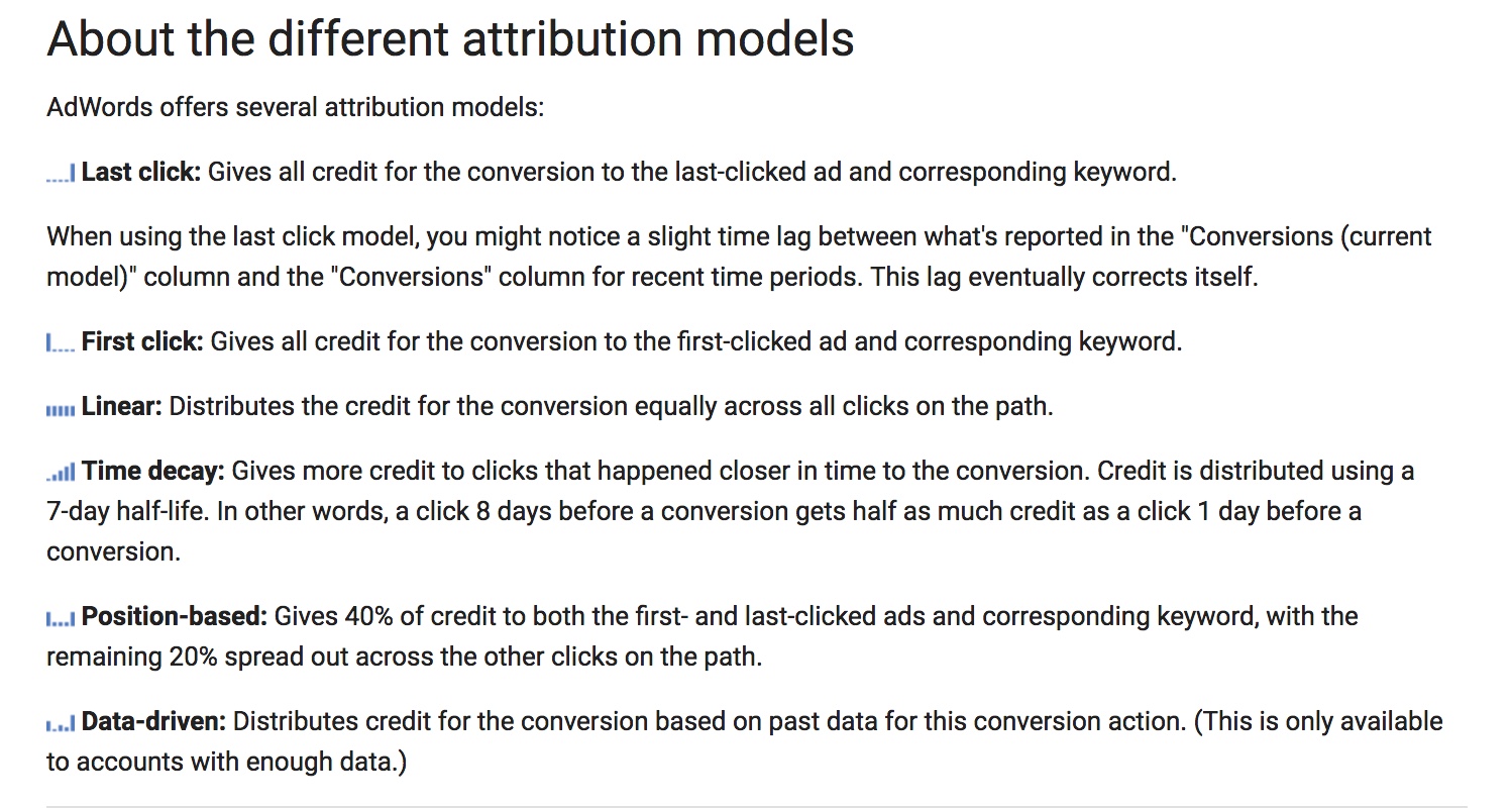 AdWords attribution models